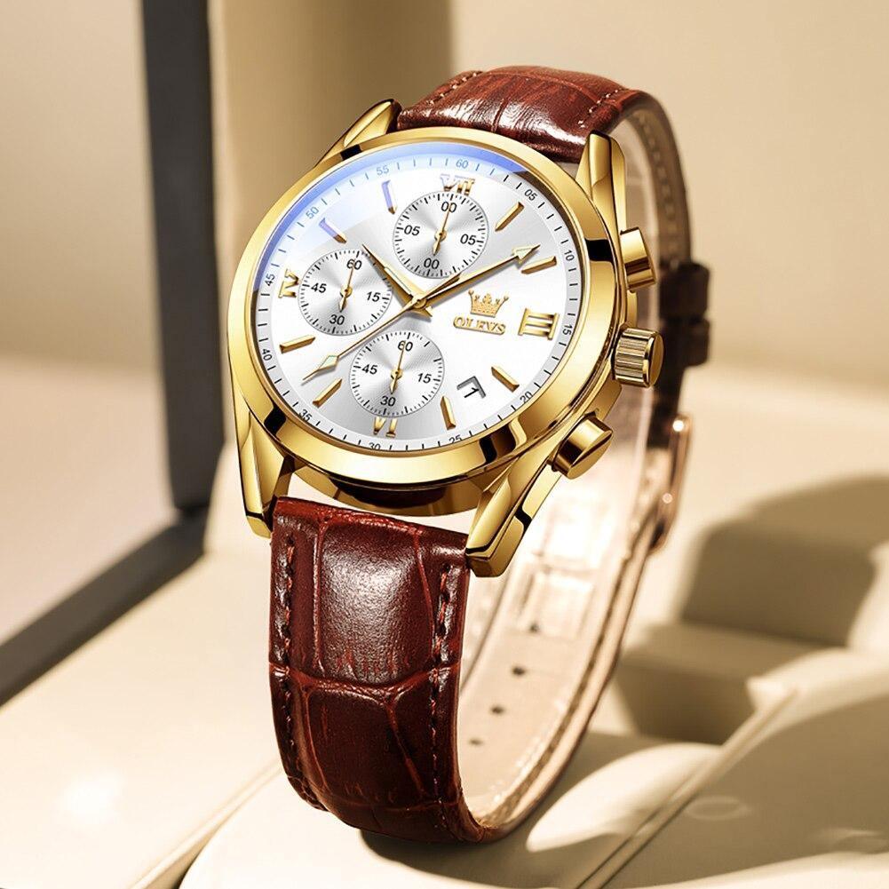 Relógio Casual Masculino Leather Slim OLEVS - Premium