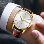 Relógio Casual Masculino OLEVS Pulseira em Couro