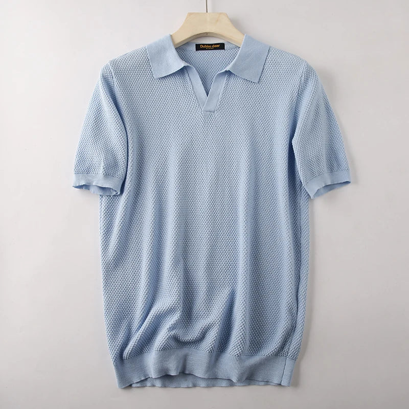 Polo Com Textura Gola V