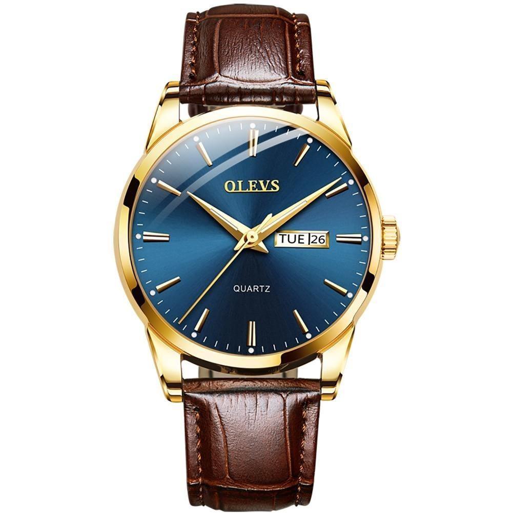 Relógio Casual Masculino OLEVS Pulseira em Couro
