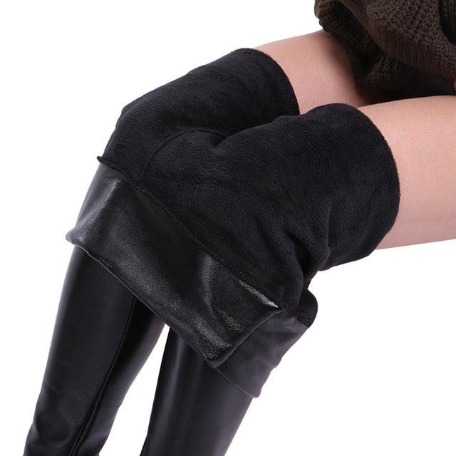 Calça Legging de Couro para Inverno