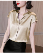 Blusa Feminina Social Gola V Em Cetim