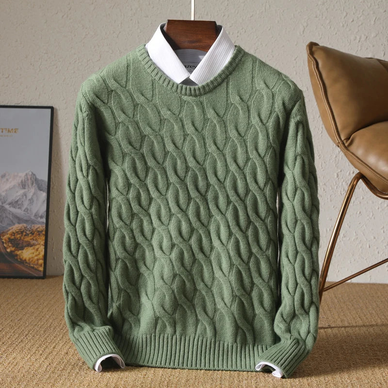 Suéter Masculino em Lã Merino Trançado