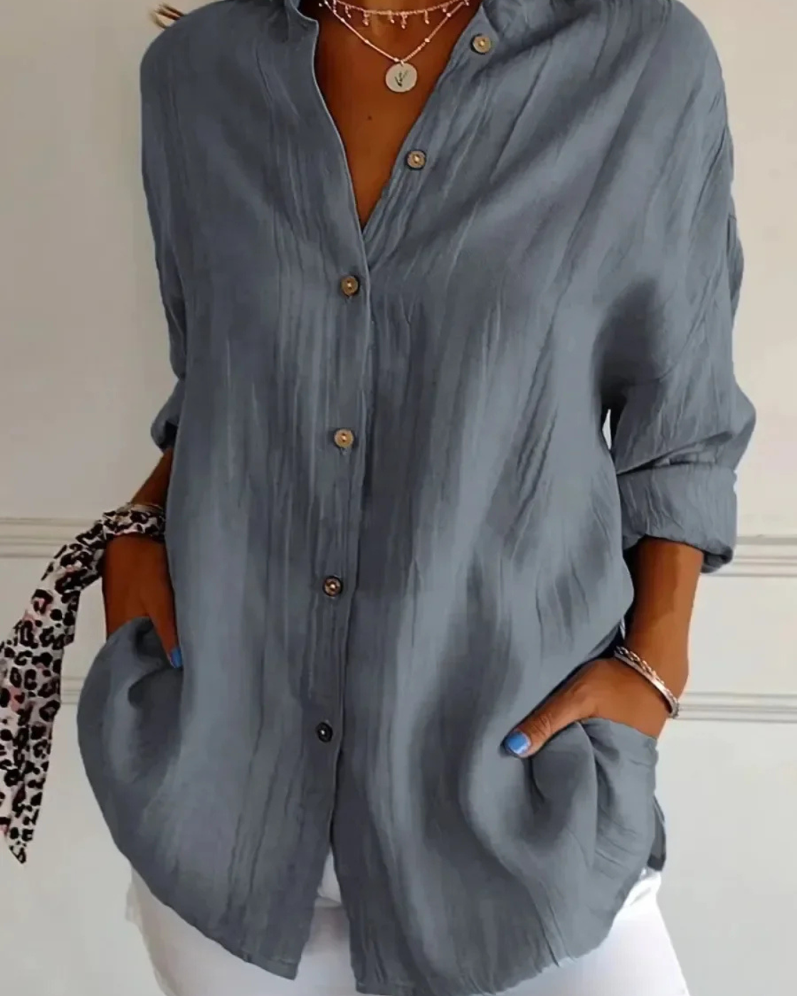 Camisa l de Linho e Algodão