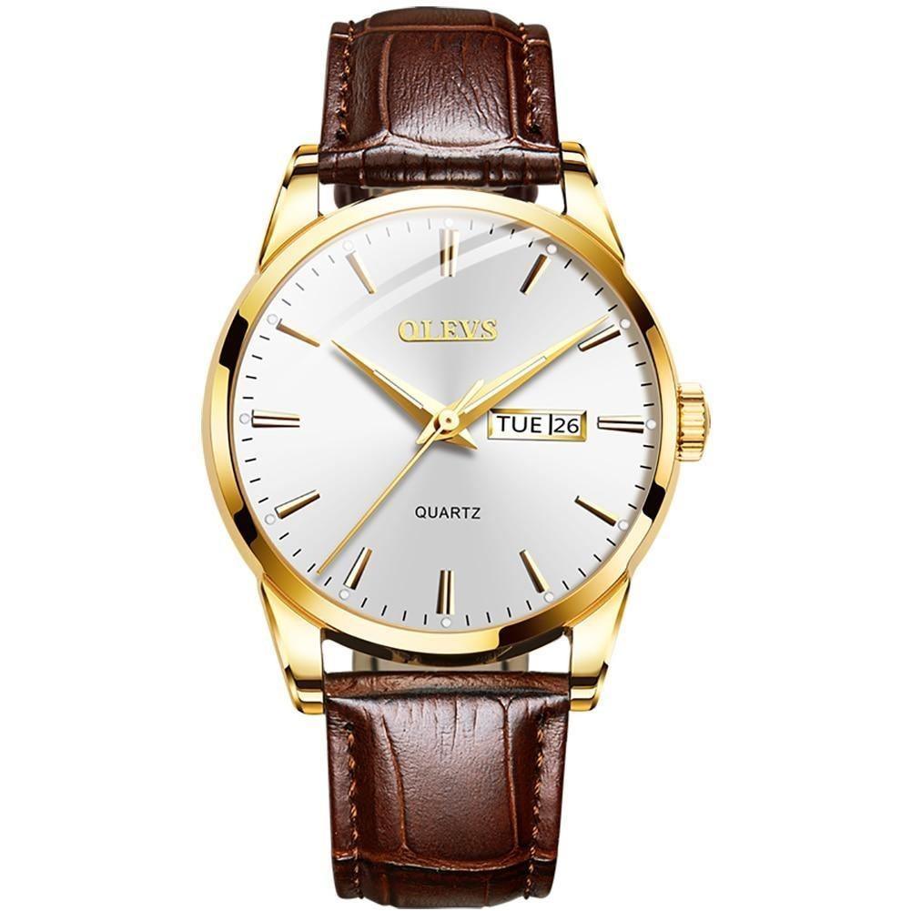 Relógio Casual Masculino OLEVS Pulseira em Couro