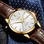Relógio Casual Masculino OLEVS Pulseira em Couro