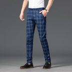 Calça Masculina Casual Xadrez Listrada
