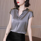 Blusa Feminina Social Gola V Em Cetim