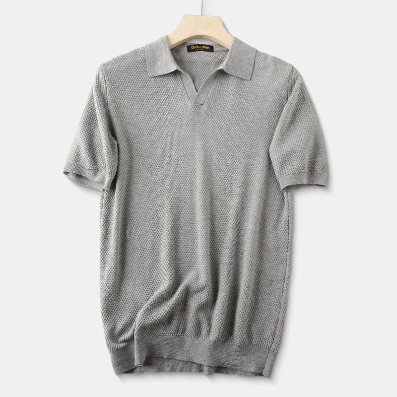 Polo Com Textura Gola V