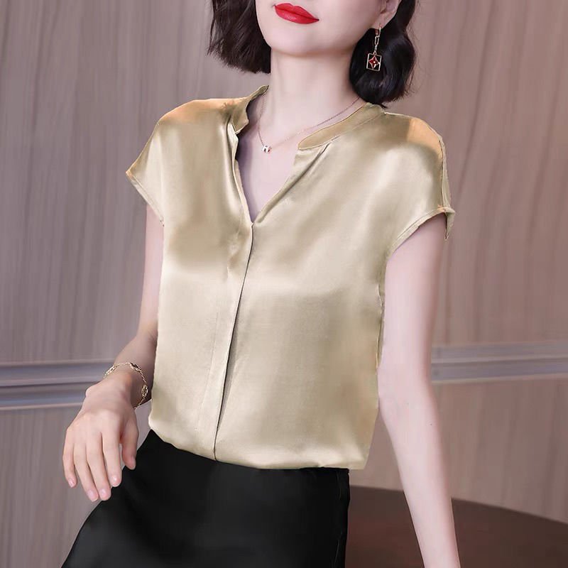 Blusa Feminina Social Gola V Em Cetim