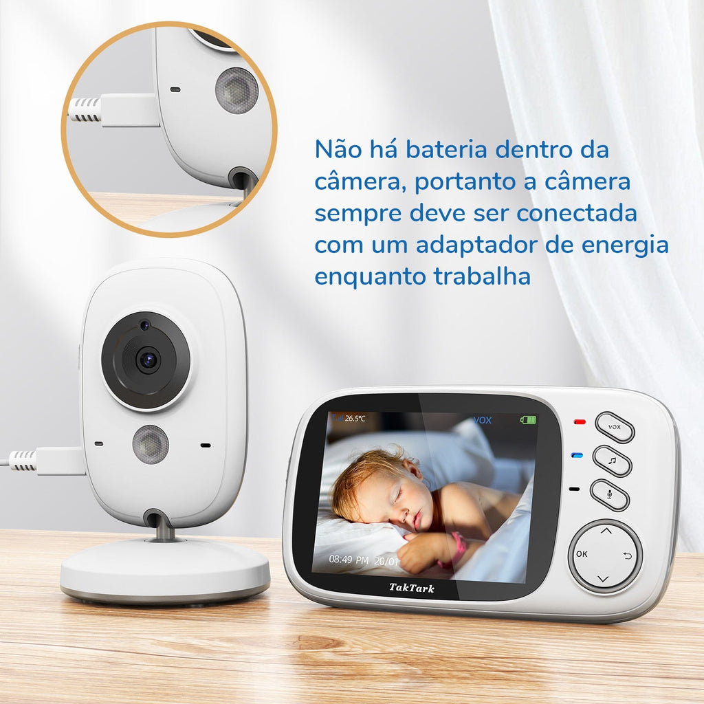 Babá Eletrônica Com Câmera de Visão Noturna e Tela LCD