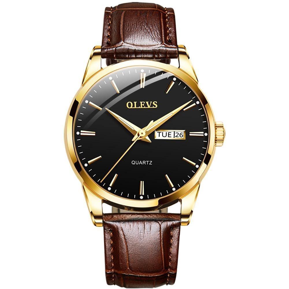 Relógio Casual Masculino OLEVS Pulseira em Couro