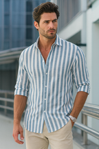 Camisa de Linho Aurori / Masculina Listrada
