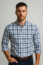 Camisa Masculina Xadrez Color Manga Longa