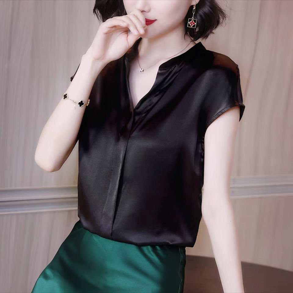 Blusa Feminina Social Gola V Em Cetim