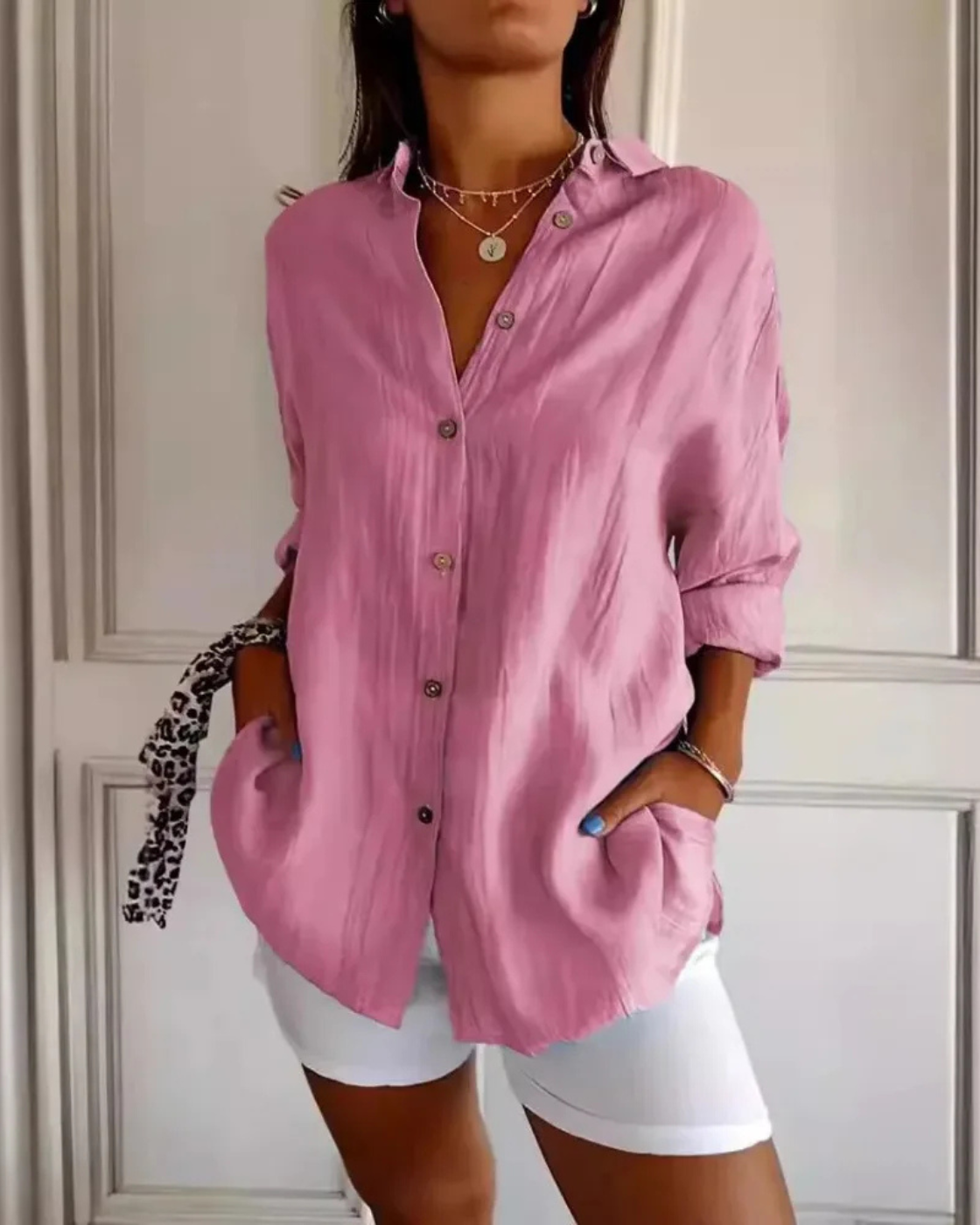 Camisa l de Linho e Algodão