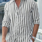 Camisa de Linho Aurori / Masculina Listrada