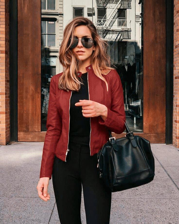 Jaqueta Feminina de Couro