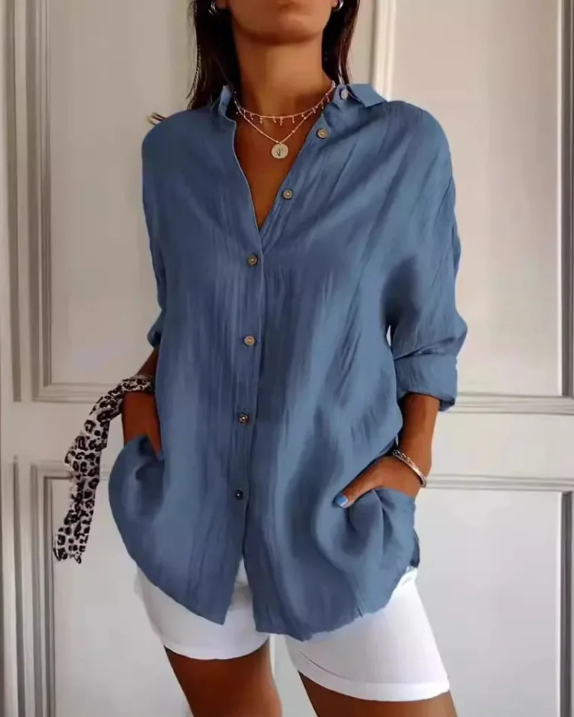 Camisa l de Linho e Algodão