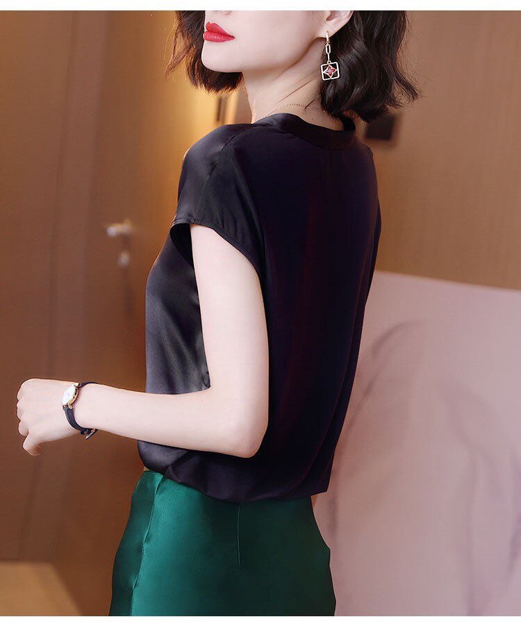 Blusa Feminina Social Gola V Em Cetim