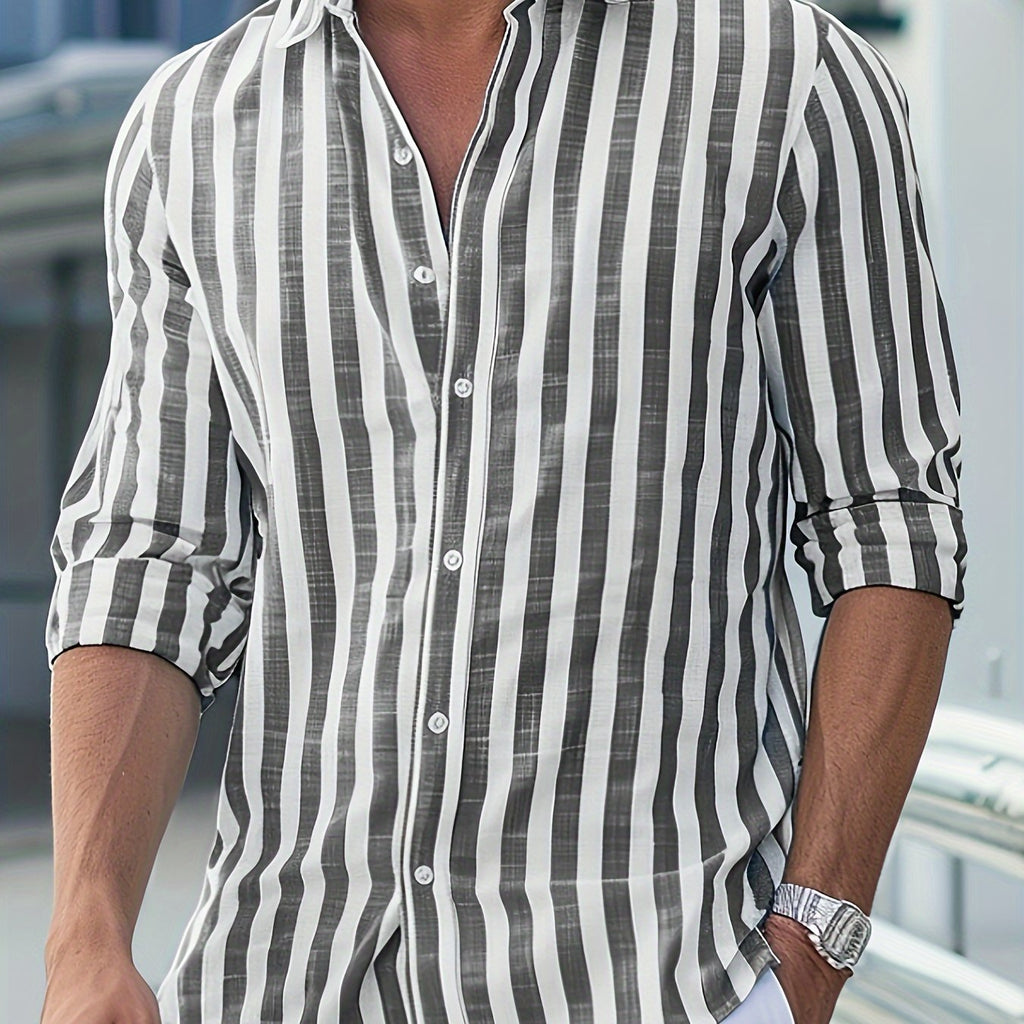 Camisa de Linho Aurori / Masculina Listrada