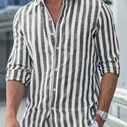 Camisa de Linho Aurori / Masculina Listrada