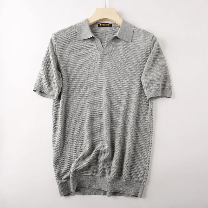 Polo Com Textura Gola V