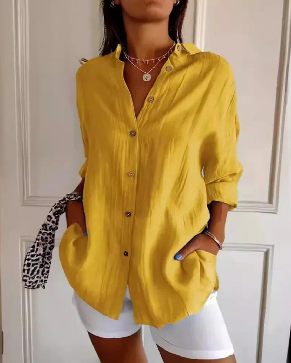 Camisa l de Linho e Algodão