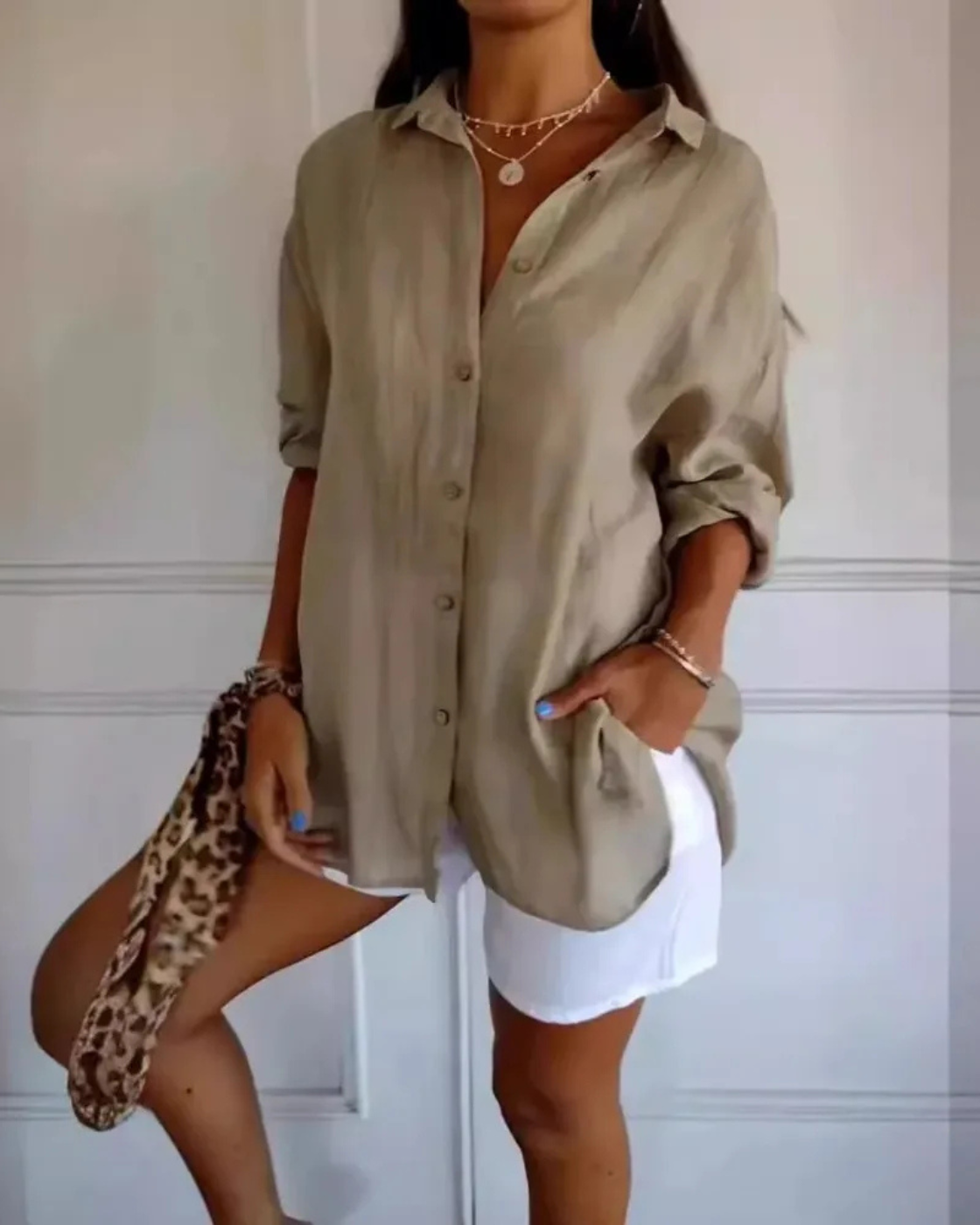 Camisa l de Linho e Algodão