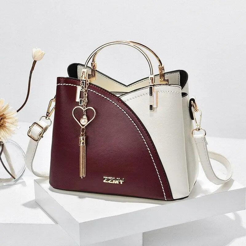 Bolsa Feminina de Couro - Bicolor