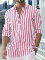 Camisa de Linho Aurori / Masculina Listrada