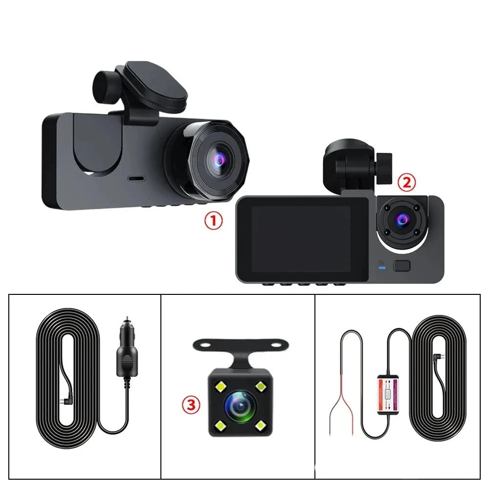 Câmera completa 4k para carro DVR 3 unidades  - Visão Noturna e Infravermelho