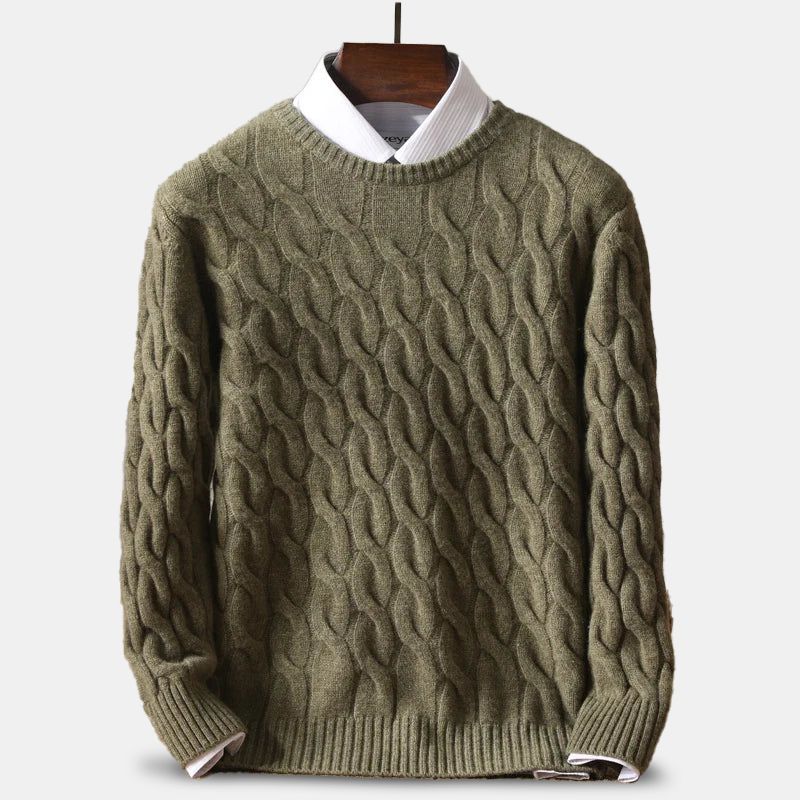 Suéter Masculino em Lã Merino Trançado