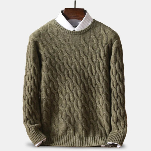 Suéter Masculino em Lã Merino Trançado