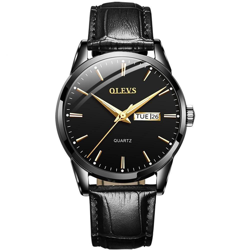 Relógio Casual Masculino OLEVS Pulseira em Couro