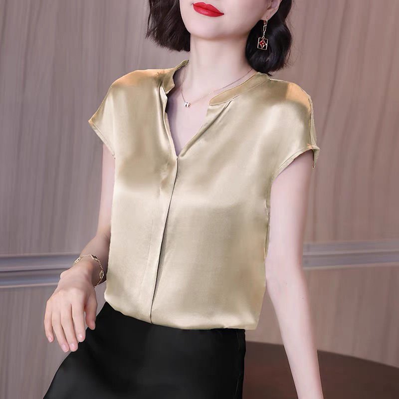 Blusa Feminina Social Gola V Em Cetim