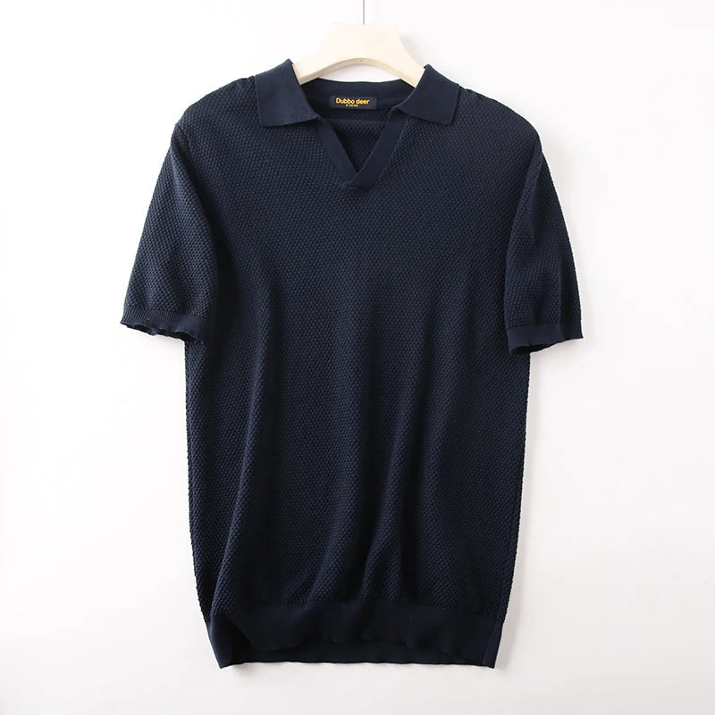 Polo Com Textura Gola V