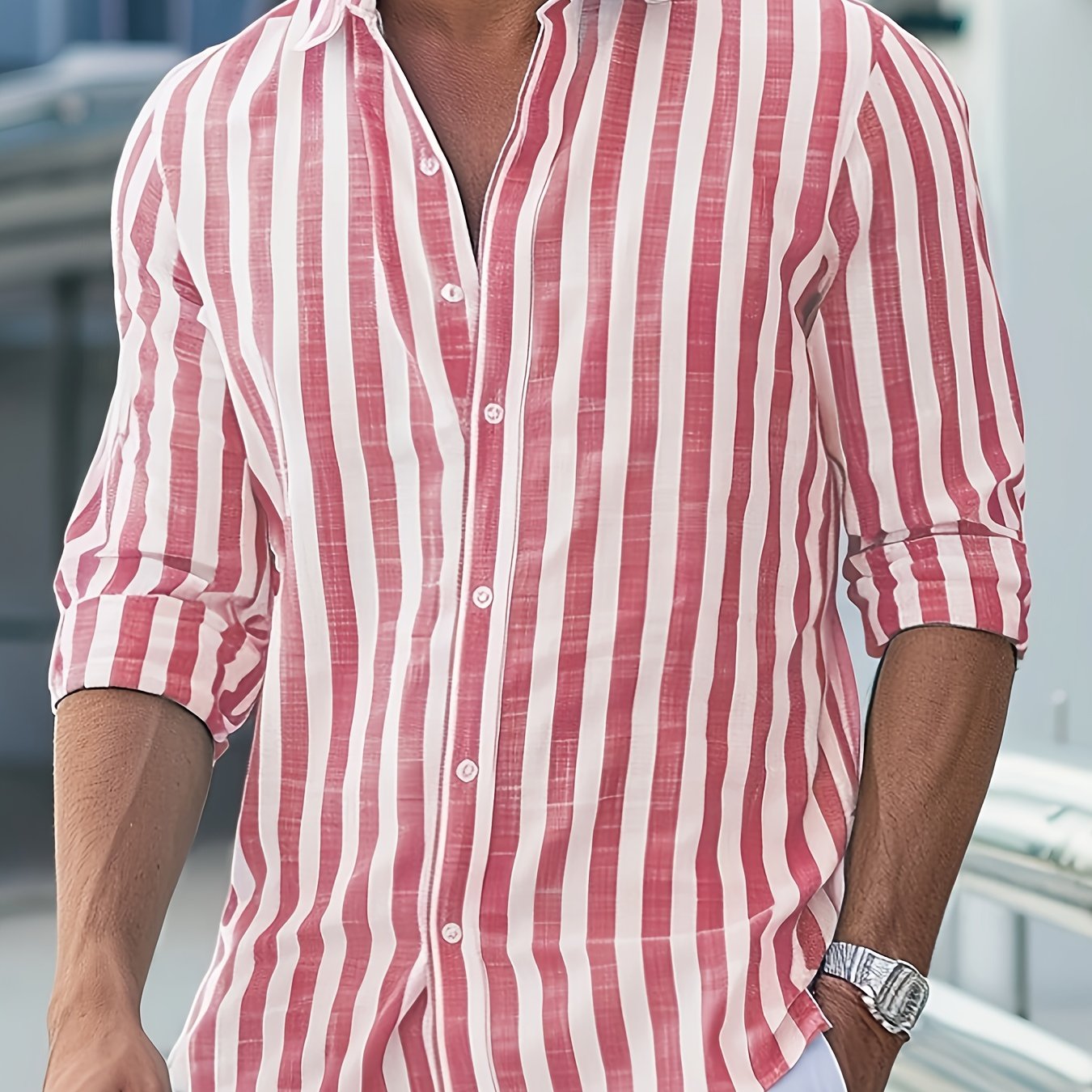 Camisa de Linho Aurori / Masculina Listrada